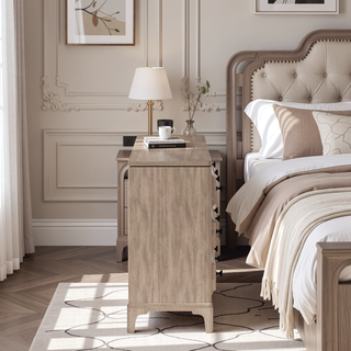 Sunvega Modern 6 Drawer Dresser with Custom Hardware and Sand Finish