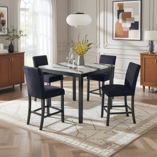 Sunvega Transitional Style Velvet like Fabric Bar Table and 4 Bar Stools
