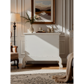 Sunvega Dresden II Bone White Finish Nightstand with Two Spacious Storage Drawers