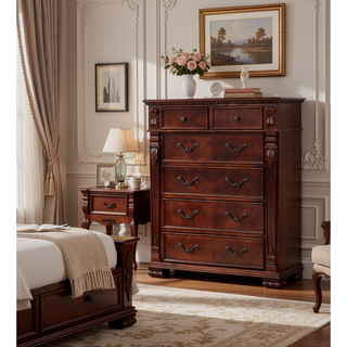 Sunvega Cherry Wood Night Stand with Two Smooth Ball Bearing Drawers