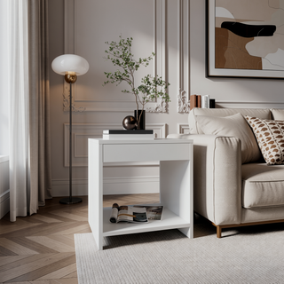 Sunvega Compact Modern Night Table with Spacious Shelf for Bedroom
