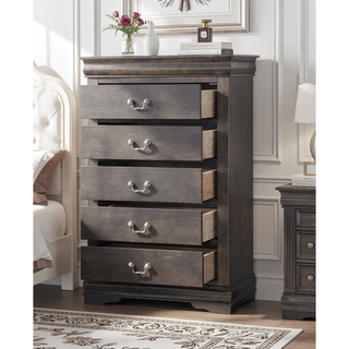 Sunvega Platinum Chest with Five Spacious Drawers and Brushed Nickel Handles