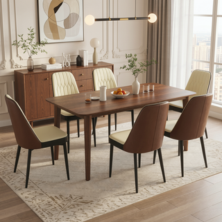 Sunvega Modern PU Leather Dining Chairs with Thick Soft Cushions and Black Metal Legs