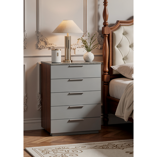 Sunvega Mist Chest White High-Gloss Lacquer Finish with Five Smooth-Glide Drawers