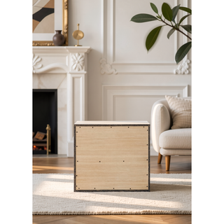 Sunvega White Finish Wood Nightstand with Dovetail Drawer and Metal Glide