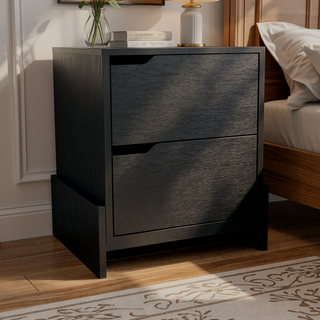 Sunvega Brookland Nightstand with Double Drawers and Generous Surface Black Wengue