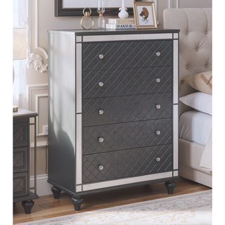 Sunvega Glam Style 2 Drawer Nightstand with Mirror Plating and Tapered Legs