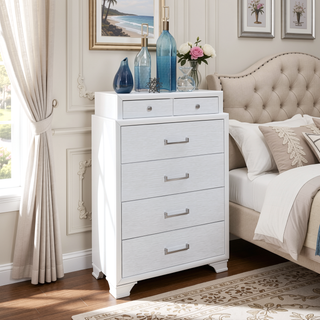 Sunvega White Finish Chest with French Dovetail and Black Felt Lined Top Drawers