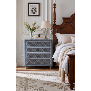 Sunvega Glam Velvet Tufted 5-Drawer Chest with Faux Crystal Knobs
