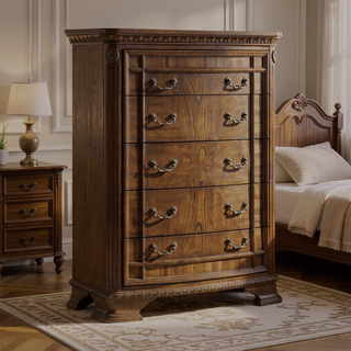 Sunvega Dark Brown Finish Traditional Nightstand with 2 Dovetail Drawers and Cedar Veneer