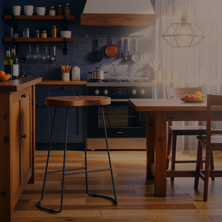 Sunvega Industrial Chunky Brown and Black Bar Stool with Contemporary Aesthetic
