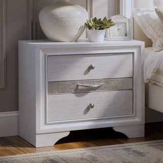 Sunvega Modern Black Nightstand with Hidden Jewelry Drawer and Nickel Knob