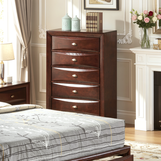 Sunvega Cherry Solid Wood Contemporary Nightstand with 2-Drawers and Nickel Knob Pulls