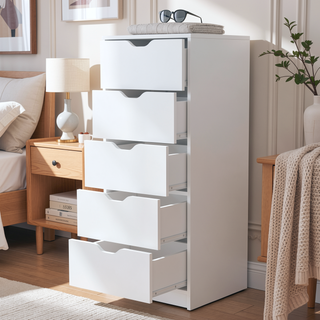 Sunvega Dillon 5 Narrow Drawer Dresser Tall Chest of Drawers with Pull-Out Mechanism