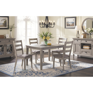 Sunvega Modern Natural Finish Wooden Top Dining Table and 4 Cushioned Chairs Set