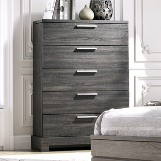 Sunvega Modern Gray Oak Chest with Five Spacious Drawers for Bedroom