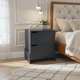Sunvega Modern Nightstand with Two Spacious Drawers and Sleek Base