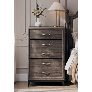 Sunvega Contemporary Gray Finish Wooden Dresser with Six Storage Drawers