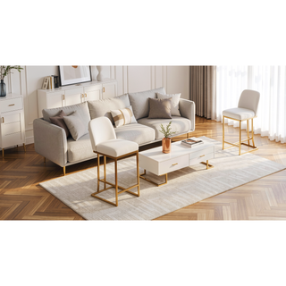 Sunvega Modern Bar Chairs Set of 2 with Soft Fabric and Anti-Slip Pads
