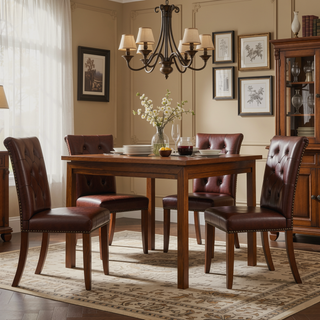 Sunvega Transitional Walnut Veneer Extendable Dining Table with Butterfly Leaf