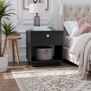 Sunvega Paris Nightstand with Drawer and Open Shelf for Bedroom Storage