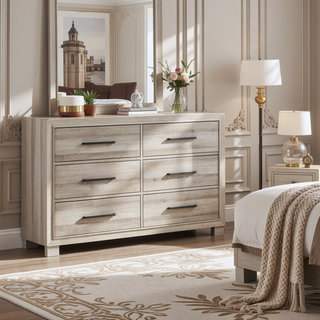 Sunvega Modern Gray Finish Two-Drawer Nightstand with Antique Brass Pulls