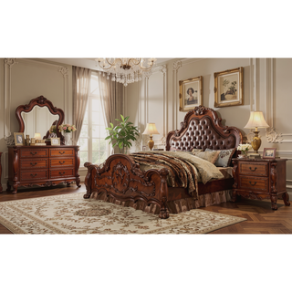 Sunvega Traditional Luxury Nightstand with 2 Drawers in Cherry Oak Finish