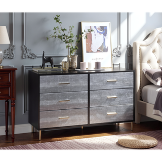 Sunvega Modern Nightstand with Patterned Drawer Fronts and Three Spacious Storage Drawers