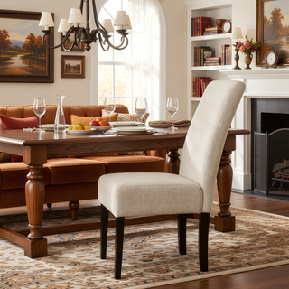Sunvega Upholstered Dining Chair Set of 2 with T-Stitch Design and Wood Legs