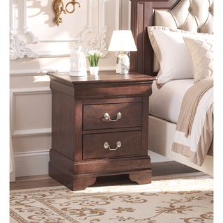 Sunvega Traditional Style Nightstand With Carved Bases and Curved Mouldings