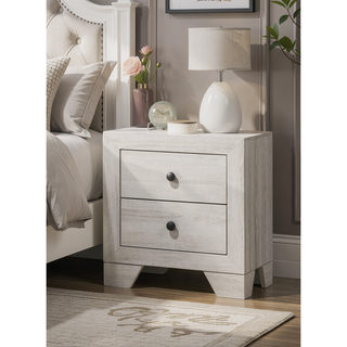 Sunvega Rustic Brown Gray Finish Wooden Nightstand with Two Drawers for Bedroom