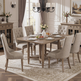 Sunvega Counter Height Dining Table with Double Pedestal Base in Sand Finish