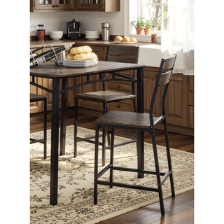 Sunvega Transitional Industrial 5pc Counter Height Dining Set With Square Table