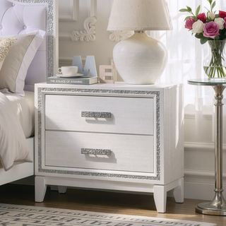 Sunvega Contemporary Modern Weathered Black Nightstand with Two Storage Drawers