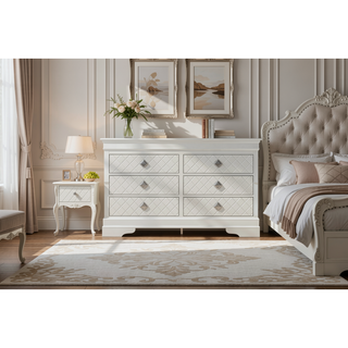 Sunvega Sophisticated Silver Champagne Transitional Nightstand with Two Drawers for Storage