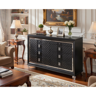 Sunvega Sawyer Metallic Gray Finish Dresser with Eight Spacious Drawers and Jewelry Storage