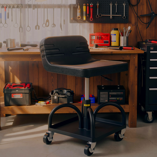 Sunvega 300LBS Capacity Adjustable Rolling Garage Stool with Tool Tray and Wheels