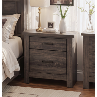 Sunvega Contemporary Weathered Grey Finish Wooden Nightstand with 2 Drawers