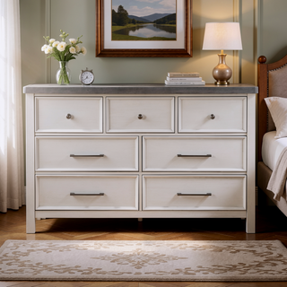 Sunvega Antique White and Gray Finish 2 Dovetail Drawer Nightstand Wooden Furniture