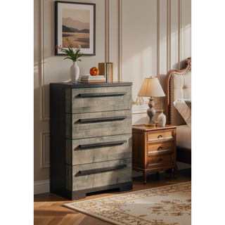 Sunvega Contemporary Brown Gray Finish Four Drawer Wooden Bedroom Chest