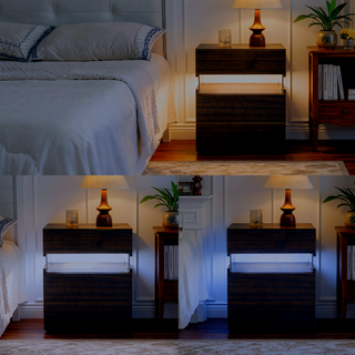 Sunvega LED Nightstand with Acrylic Board and RGB Lights 3 Drawer Bedside Table