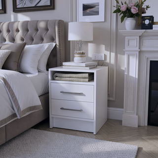 Sunvega Philadelphia Two Drawer Nightstand with Concealed Open Shelf