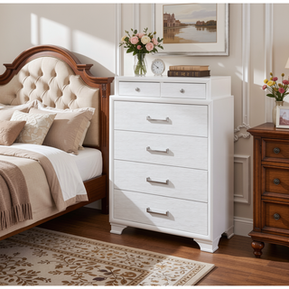 Sunvega White Finish Chest with French Dovetail and Black Felt Lined Top Drawers