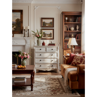 Sunvega Sophisticated Silver Champagne Transitional Nightstand with Two Drawers for Storage
