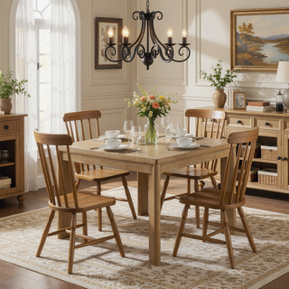 Sunvega Light Brown Contemporary Dining Table with Leaf Easy to Assemble