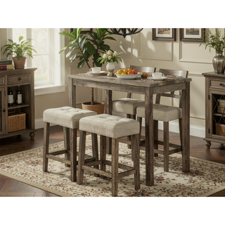 Sunvega Black Dining Table with Side Storage Shelves and Boucle Fabric Stools