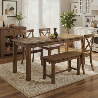 Sunvega Rustic Golden Brown Rectangular Counter Height Dining Table with Organic Wood Grain