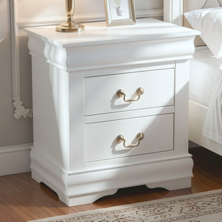 Sunvega Black Nightstand with Two Drawers and Brushed Nickel Handles
