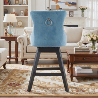 Sunvega Swivel Velvet Barstools with Button Tufted Back and Chrome Nailhead Trim
