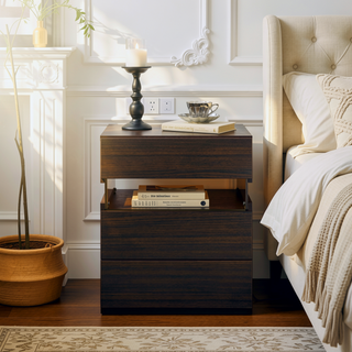Sunvega LED Nightstand with Acrylic Board and RGB Lights 3 Drawer Bedside Table